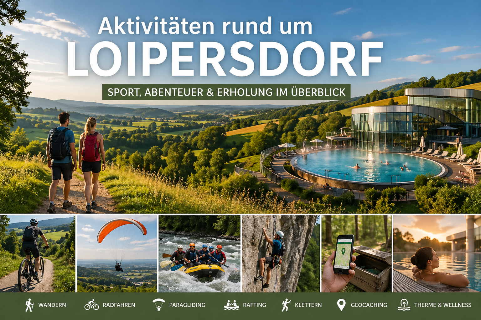 Aktivitäten rund um Loipersdorf mit Wandern, Radfahren, Paragliding und Therme im Überblick